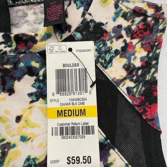 Material Girl women’s. Multi color sleeveless floral body con Dress with Zip M - Picture 7 of 8